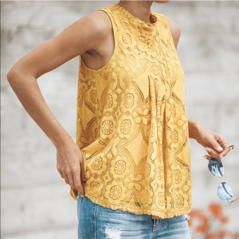 HPx5 Sunny yellow lace top - Picture 2 of 6